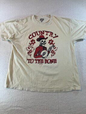 Country Deep "Country to the Bone" Skeleton Banjo Graphic‎ T-Shirt Size S/M